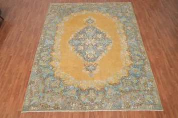 Vintage Wool Medallion Kerman Persian Area Rug 10x13