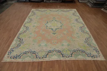 Floral Wool Medallion Kerman Persian Area Rug 10x13