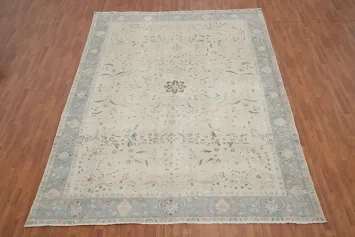 Distressed Wool Floral Tabriz Persian Area Rug 10x13