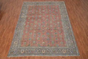 Vintage Floral Wool Tabriz Persian Area Rug 10x13