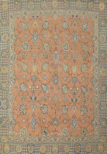 All-Over Floral Tabriz Persian Area Rug 9x10