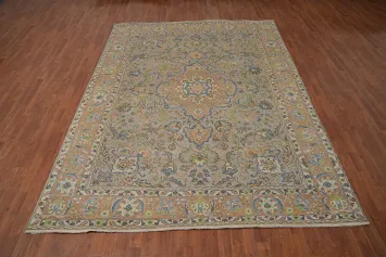 Vintage Floral Tabriz Persian Area Rug 8x11
