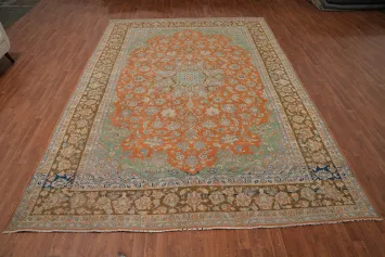 Traditional Orange Najafabad Persian Large Rug 10x14