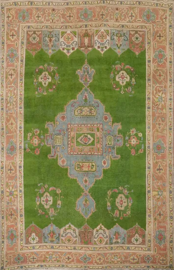 Green Geometric Tabriz Persian Large Rug 10x13