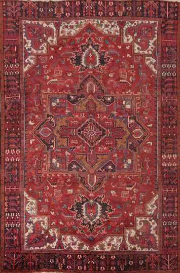 Geometric Wool Heriz Persian Area Rug 8x11