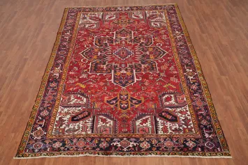 Vintage Red Heriz Persian Area Rug 7x10