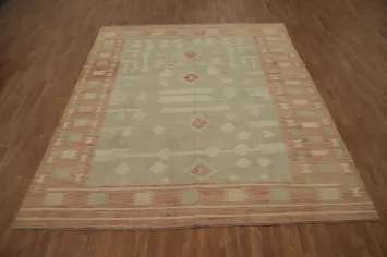 Vegetable Dye Wool Kilim Handwoven Area Rug 8x10