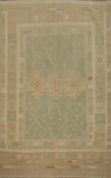 Geometric Wool Kilim Vegetable Dye Rug 5x6