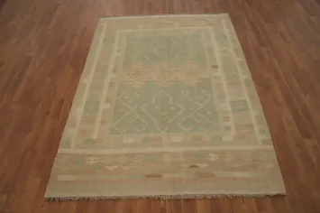 Geometric Wool Kilim Vegetable Dye Rug 5x6