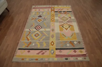 Vegetable Dye Wool Kilim Handwoven Rug 5x7