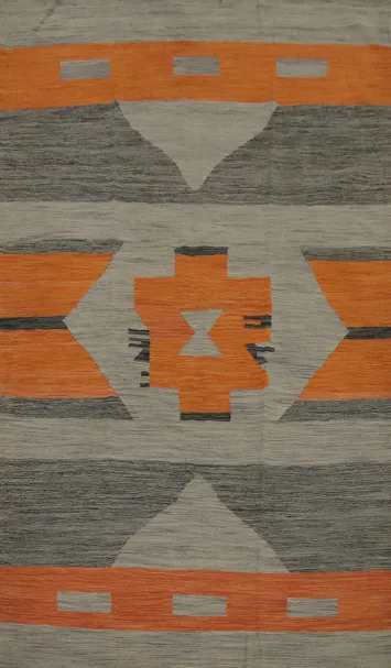 Vegetable Dye Wool Kilim Handwoven Area Rug 5x8