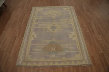 Vegetable Dye Purple Wool Kilim Handwoven Rug 5x7