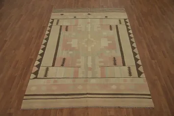 Vegetable Dye Wool Kilim Handwoven Area Rug 6x9