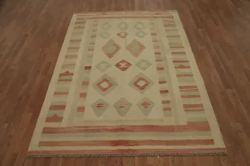 Geometric Kilim Vegetable Dye Wool Rug 5x7