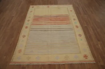 Vegetable Dye Wool Kilim Flat Weave Rug 5x7