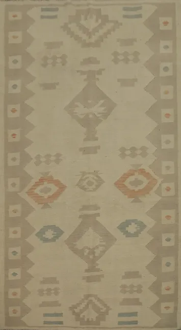 Vegetable Dye Wool Kilim Flat Weave Area Rug 5x8