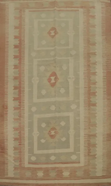 Vegetable Dye Geometric Kilim Flat Weave Rug 5x7