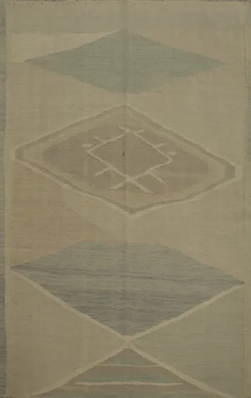 Modern Wool Geometric Kilim Vegetable Dye Rug 5x6