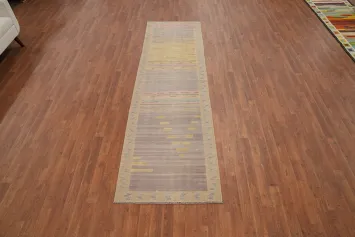 Tribal Wool Kilim Vegetable Dye Runner Rug 3x10