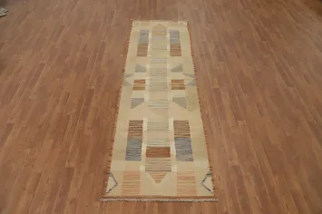 Tribal Wool Kilim Vegetable Dye Runner Rug 3x10