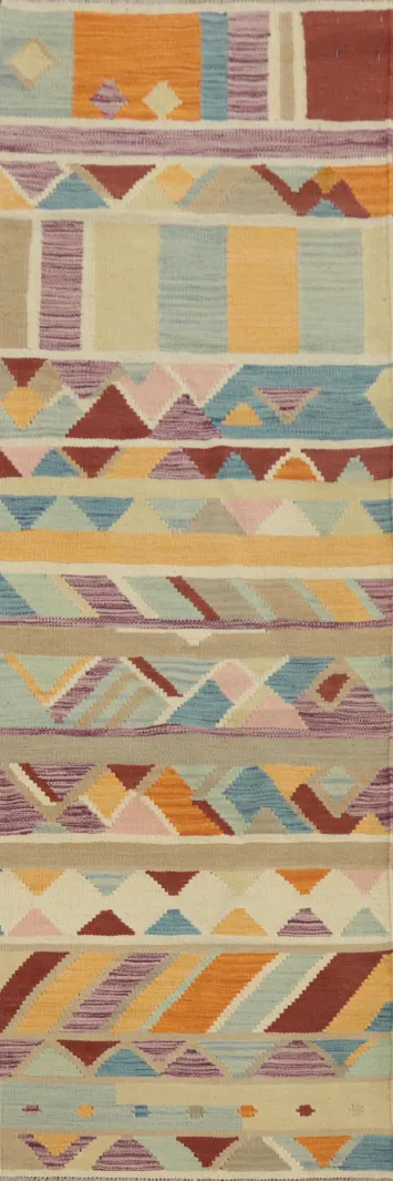 Vegetable Dye Kilim Handwoven Runner Rug 2x8