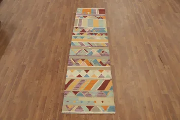 Vegetable Dye Kilim Handwoven Runner Rug 2x8