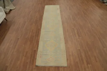 Mute Tone Kilim Vegetable Dye Runner Rug 3x12