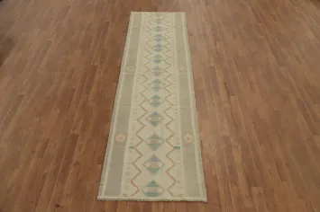 Tribal Wool Kilim Handwoven Runner Rug 3x9