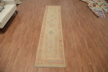 Vegetable Dye Wool Kilim Handwoven Runner Rug 3x12