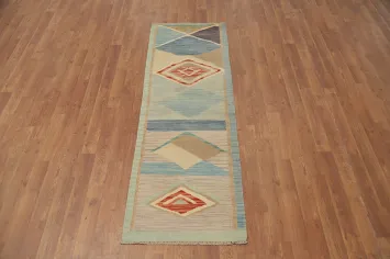 Geometric Kilim Vegetable Dye Runner Rug 2x6