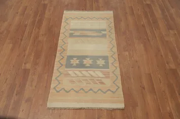 Vegetable Dye Geometric Kilim Handwoven Rug 2x4