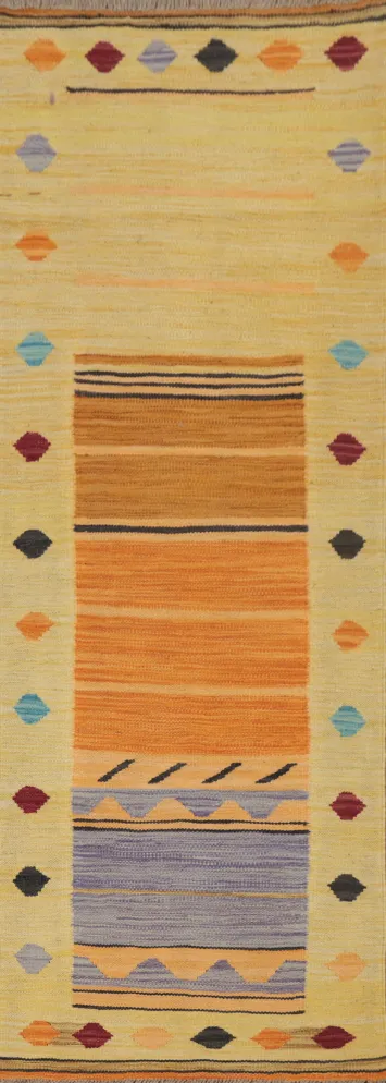Vegetable Dye Kilim Flat Weave Runner Rug 2x6
