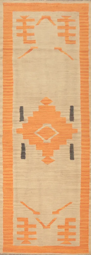 Vegetable Dye Kilim Flat Weave Runner Rug 2x6