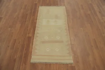 Earth Tone Wool Kilim Vegetable Dye Rug 2x4