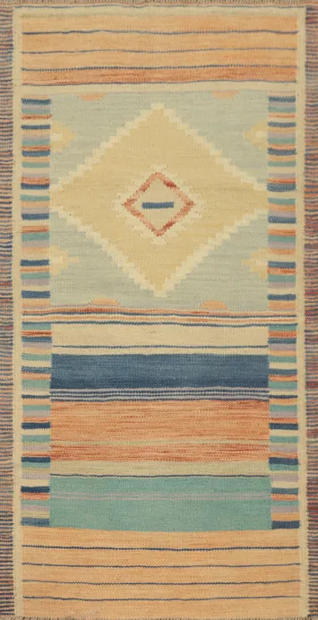 Southwest Patterned Kilim Rug 2x4 with Earthy Tones