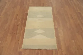 Modern Wool Geometric Kilim Handwoven Rug 2x4