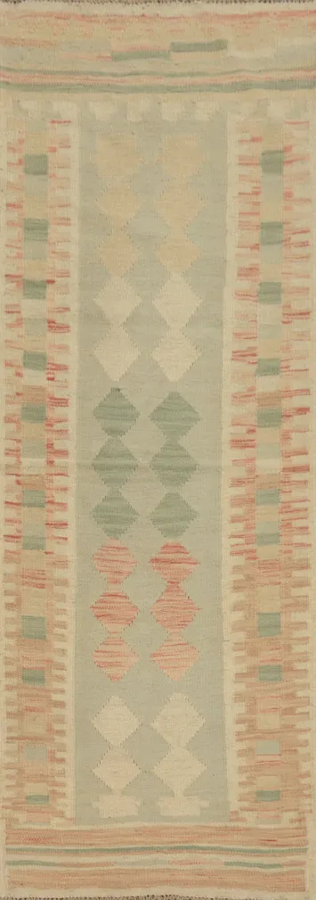 Geometric Kilim Vegetable Dye Runner Rug 2x6