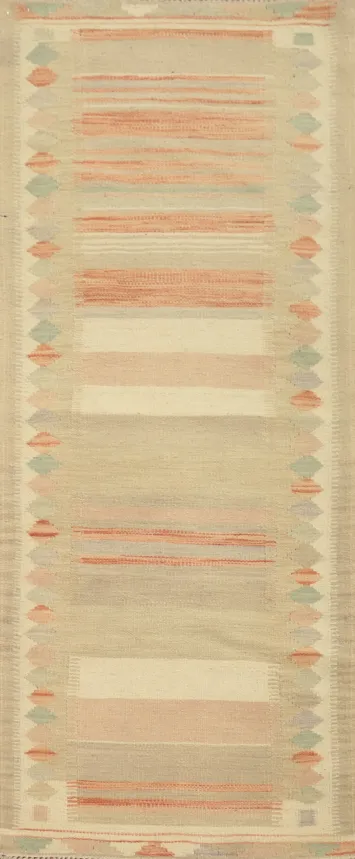 Geometric Kilim Vegetable Dye Runner Rug 2x6