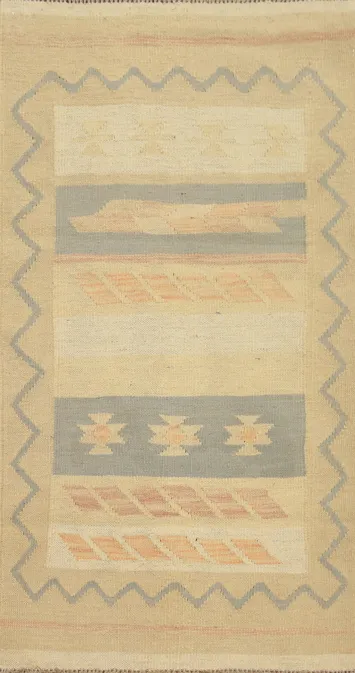 Vegetable Dye Wool Kilim Handwoven Rug 2x4