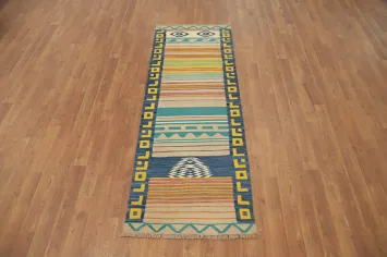 Southwestern Kilim Runner Rug 2x6 with Bold Geometric Patterns