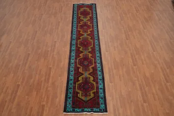 Tribal Geometric Ardebil Persian Runner Rug 3x14