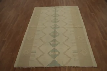 Earthy Tones Wool Kilim Handwoven Rug 5x6