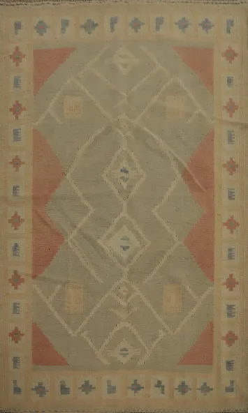 Geometric Wool Kilim Handwoven Rug 4x6