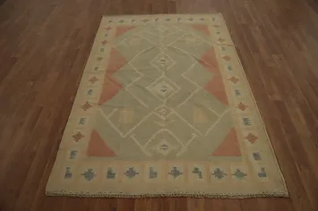 Geometric Wool Kilim Handwoven Rug 4x6