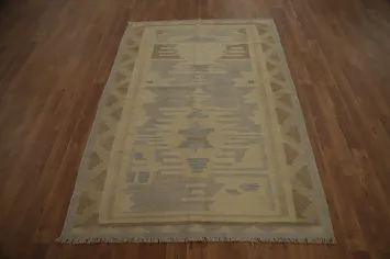 Vegetable Dye Wool Kilim Handwoven Rug 4x6