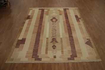 Vegetable Dye Wool Kilim Handwoven Area Rug 8x10