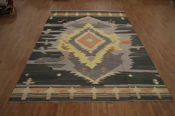 Geometric Kilim Handwoven Area Rug 9x12