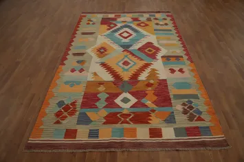 Vegetable Dye Kilim Handwoven Area Rug 6x9