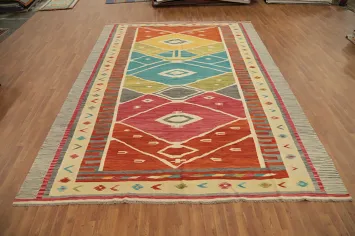 Geometric Kilim Handwoven Area Rug 9x13