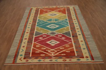 Geometric Kilim Flat Weave Area Rug 8x10